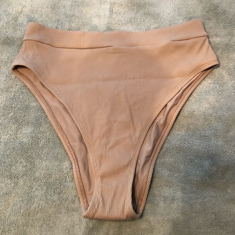 Aerie, Bikini Bottoms, Tan, Ribbed, High Cut